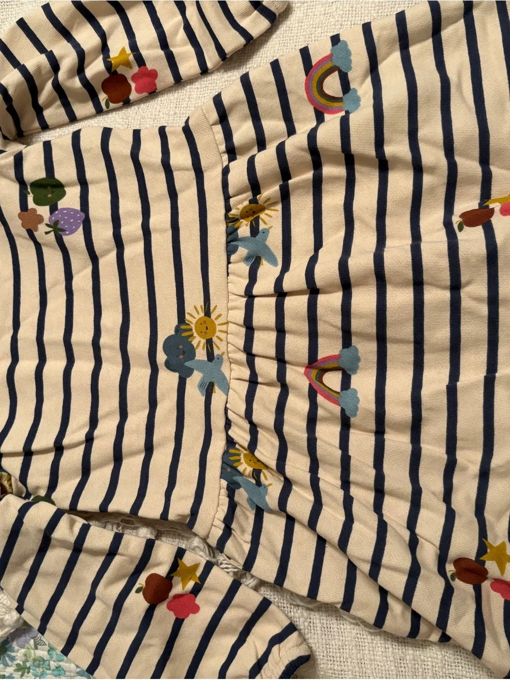 Mini Boden Girl’s Striped Navy & Cream sweatshirt dress size 2-3 NWT